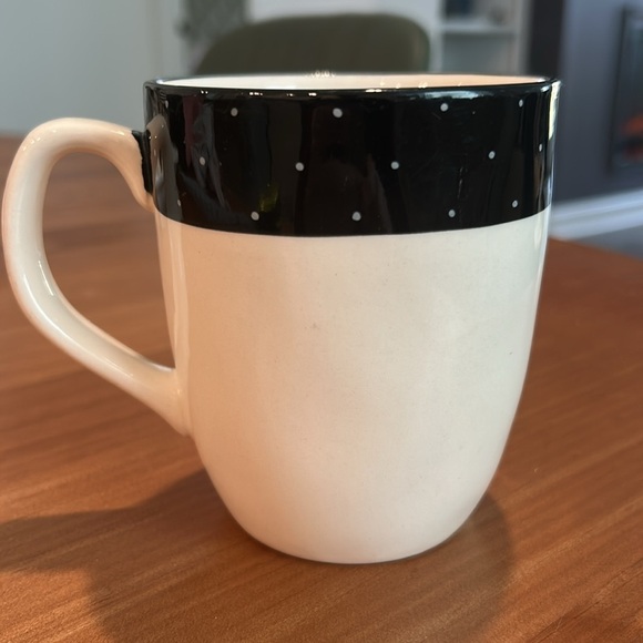 Rae Dunn by Magenta “COFFEE” Cup Polka Dot Band Black Cream. RARE. - Picture 3 of 8